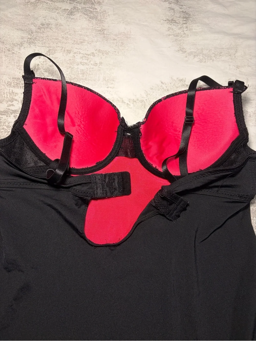 Marilyn Monroe Intimates Black & Hot Pink Lace Babydoll Chemise Lingerie